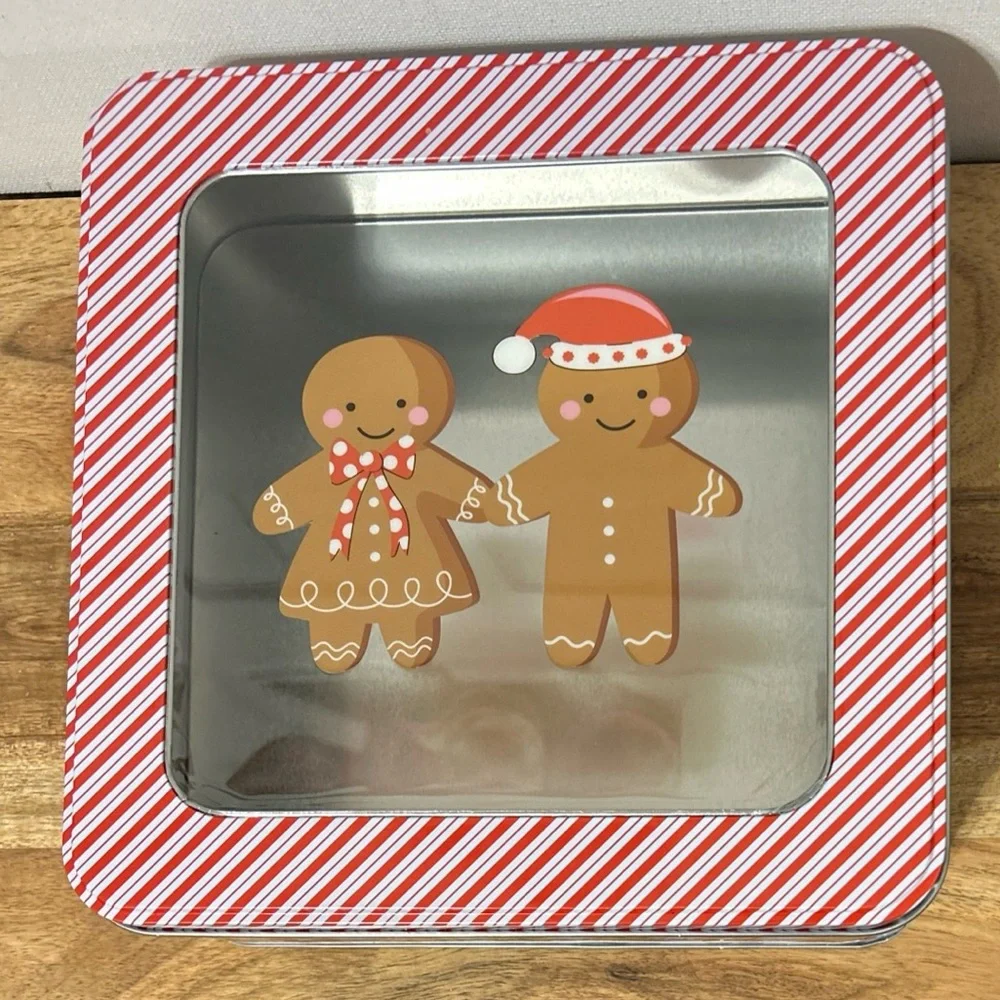 NEW Gingerbread Boy & Girl Cookie Candy Tin Christmas 8.25”